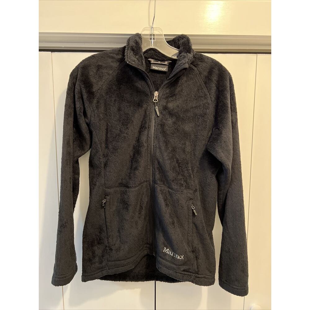 Marmot Womens Medium Black Sherpa Fleece Full Zip‎ Jacket ~ SOFT, WARM, SNUGGLY!